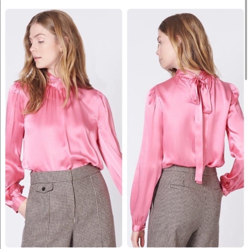 Veronica Beard Chilton Bow Back Silk Blouse